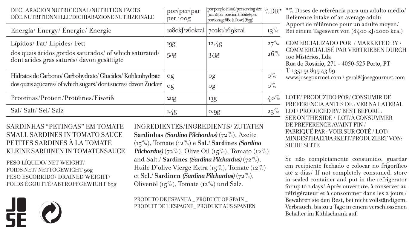 Jose Gourmet Small Sardines in Tomato Sauce, 90g