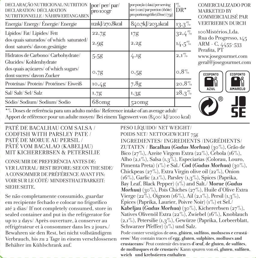 Jose Gourmet Codfish with Parsley Pate, 75g