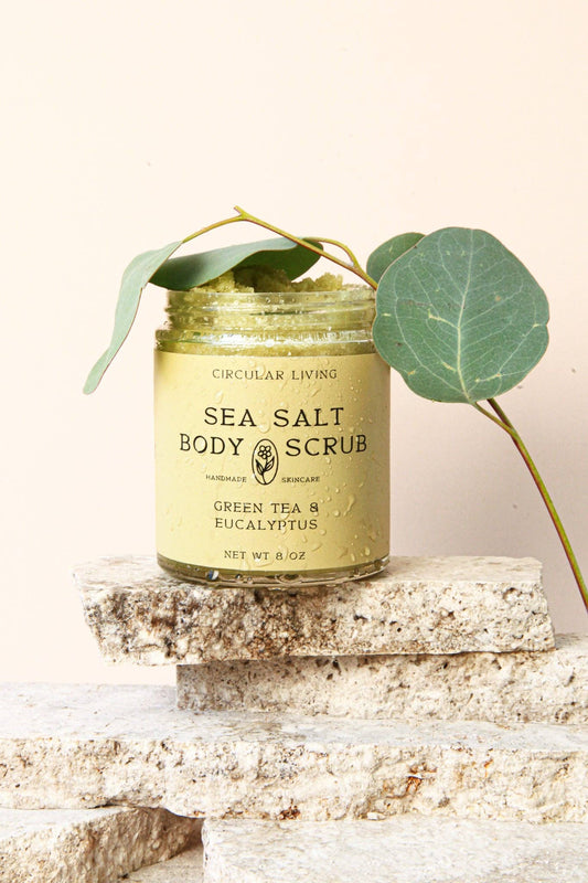 Sea Salt Body Scrub, Green Tea & Eucalyptus
