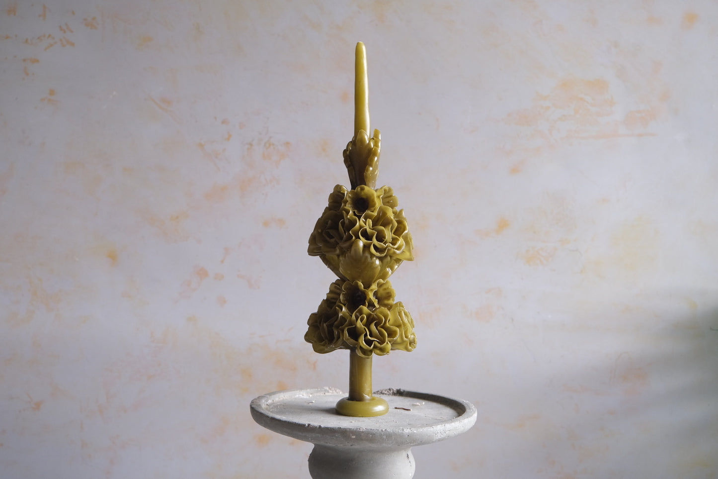 Oaxaca floral taper candle : olive
