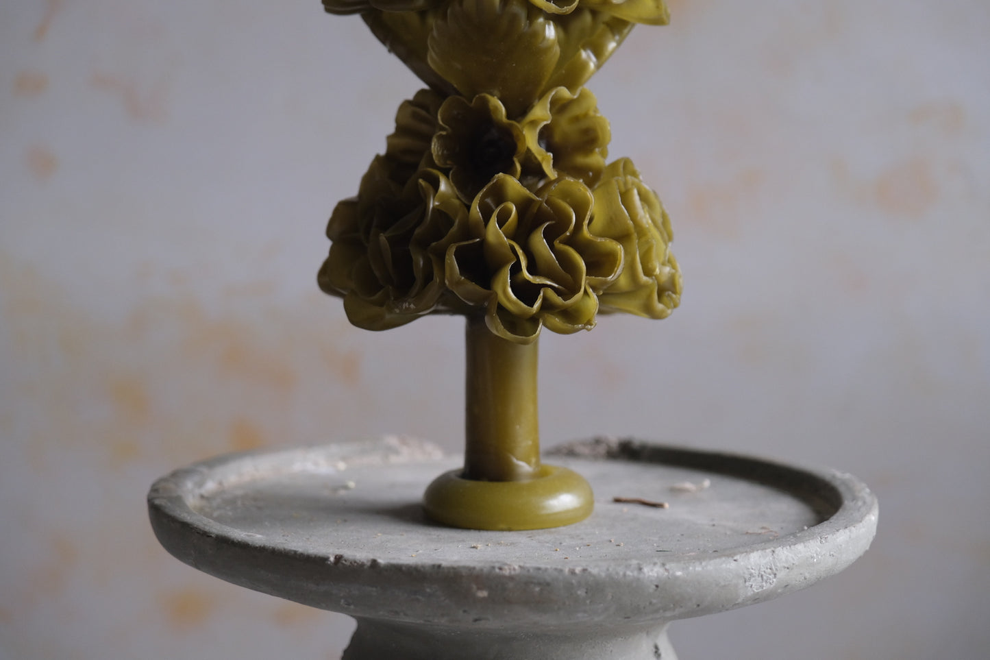 Oaxaca floral taper candle : olive