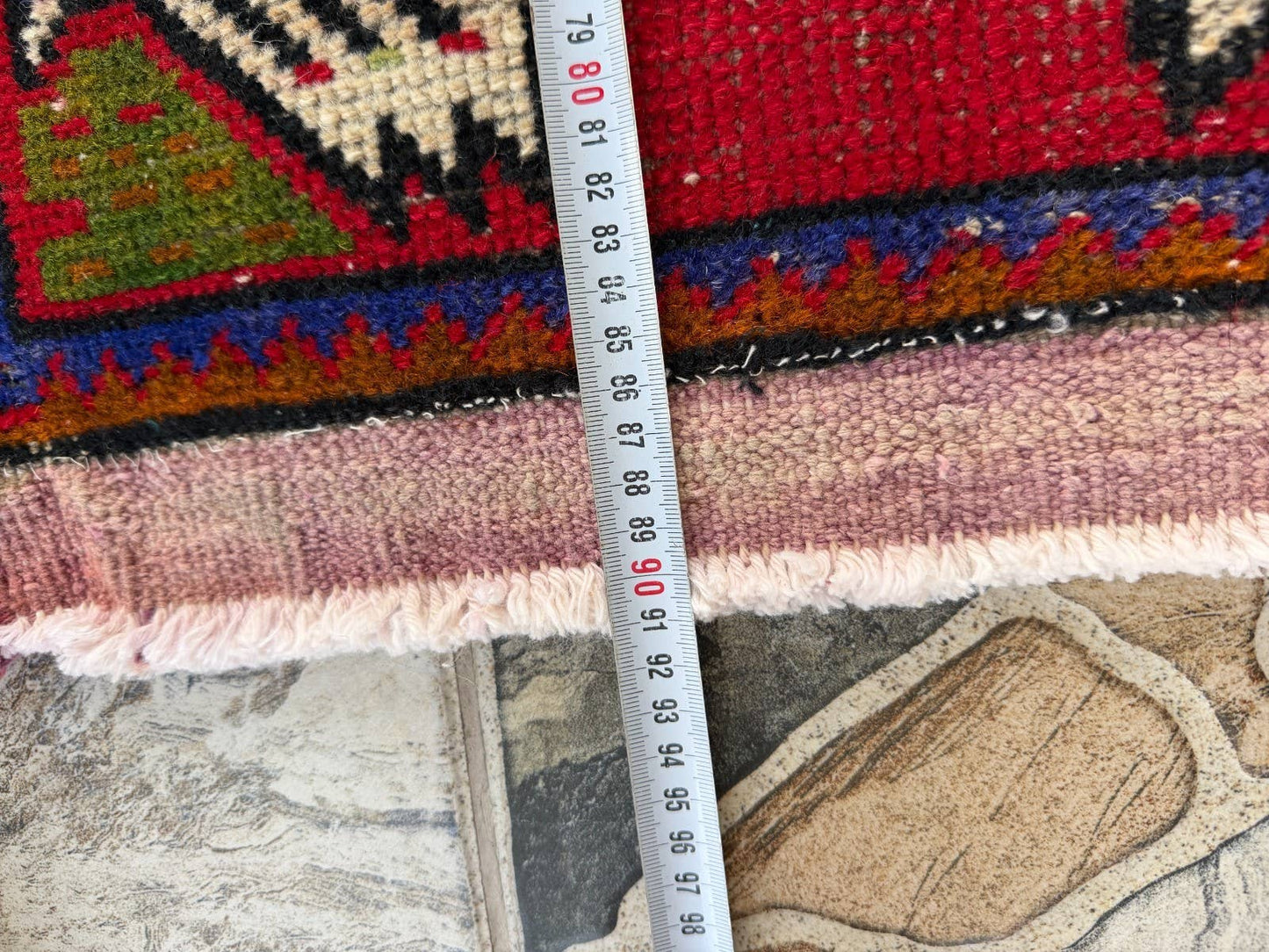 Hand-Knotted Rug - Vintage Wool Tribal Red 1.6x3