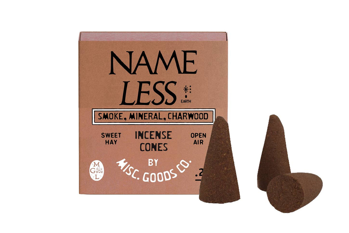 Nameless Earth Incense Cones – Mineral, Smoke & Fig | Clean Burning, 20-Pack