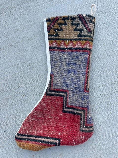 Turkish Vintage Rug Holiday Stocking (59)