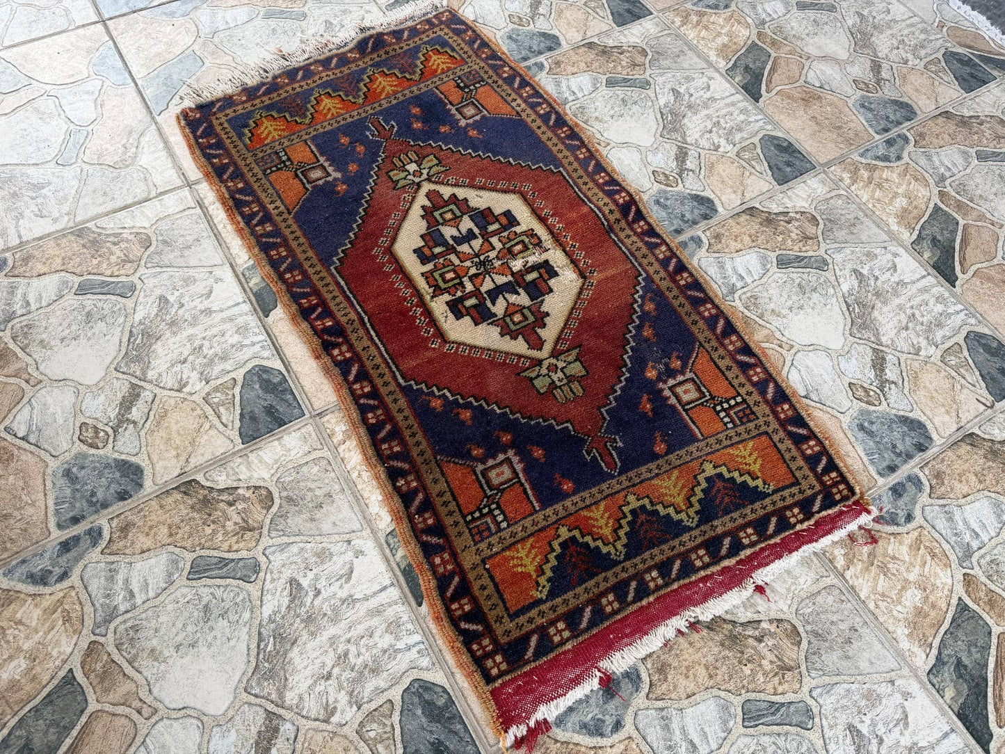 Vintage Turkish Wool Rug - Anatolian Tribal Small