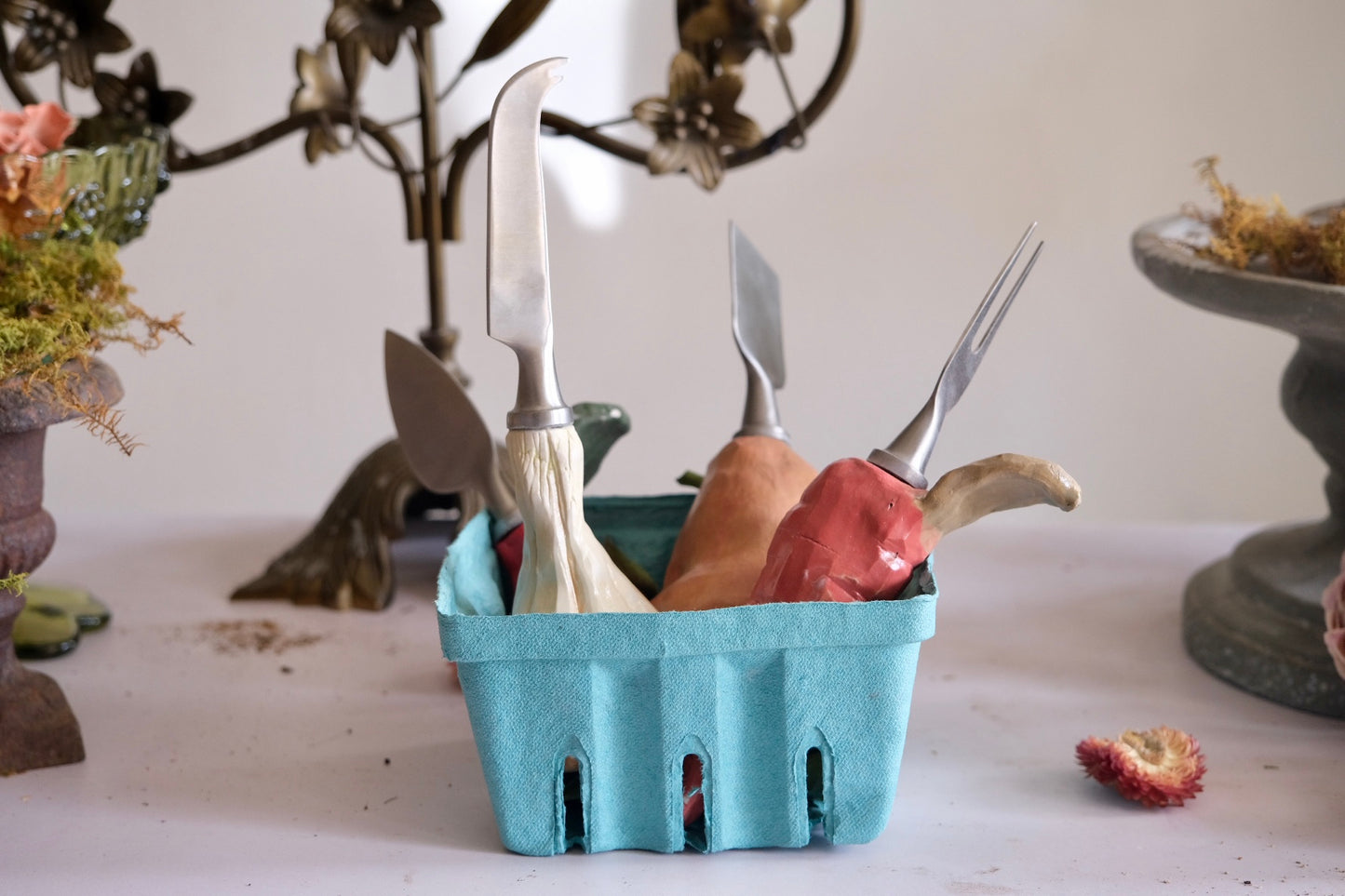 Garden bounty cheese knives