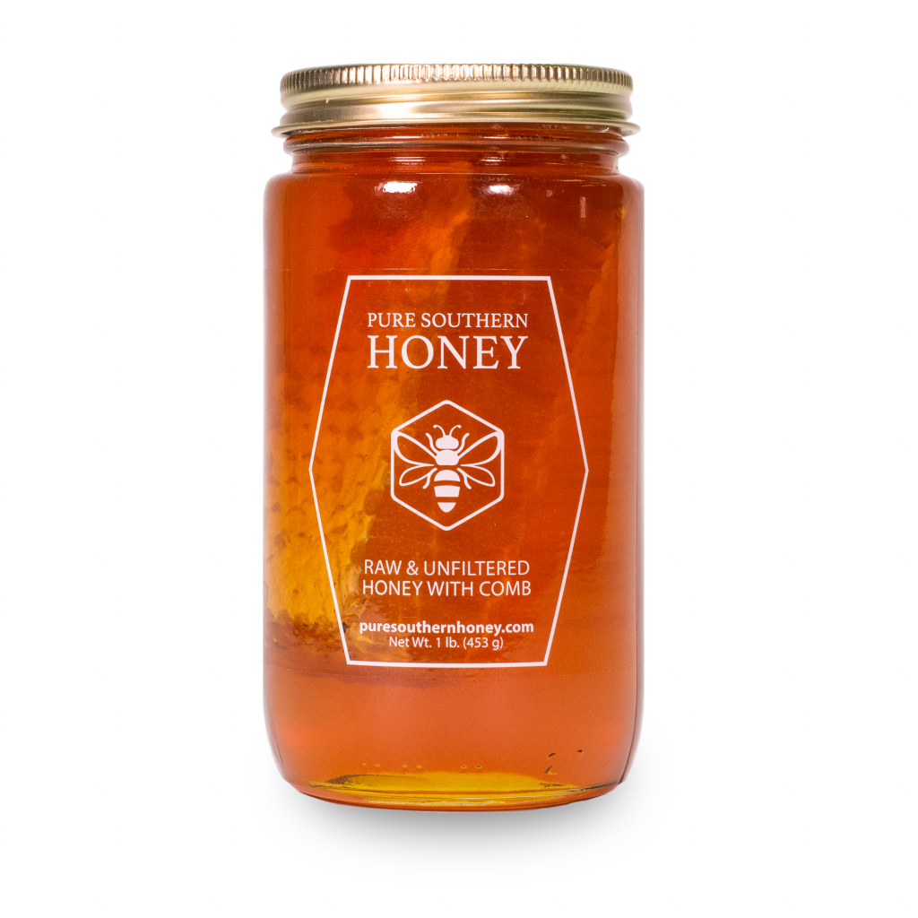 Honey With Comb 1 Lb Raw, Unfiltered, Unheated