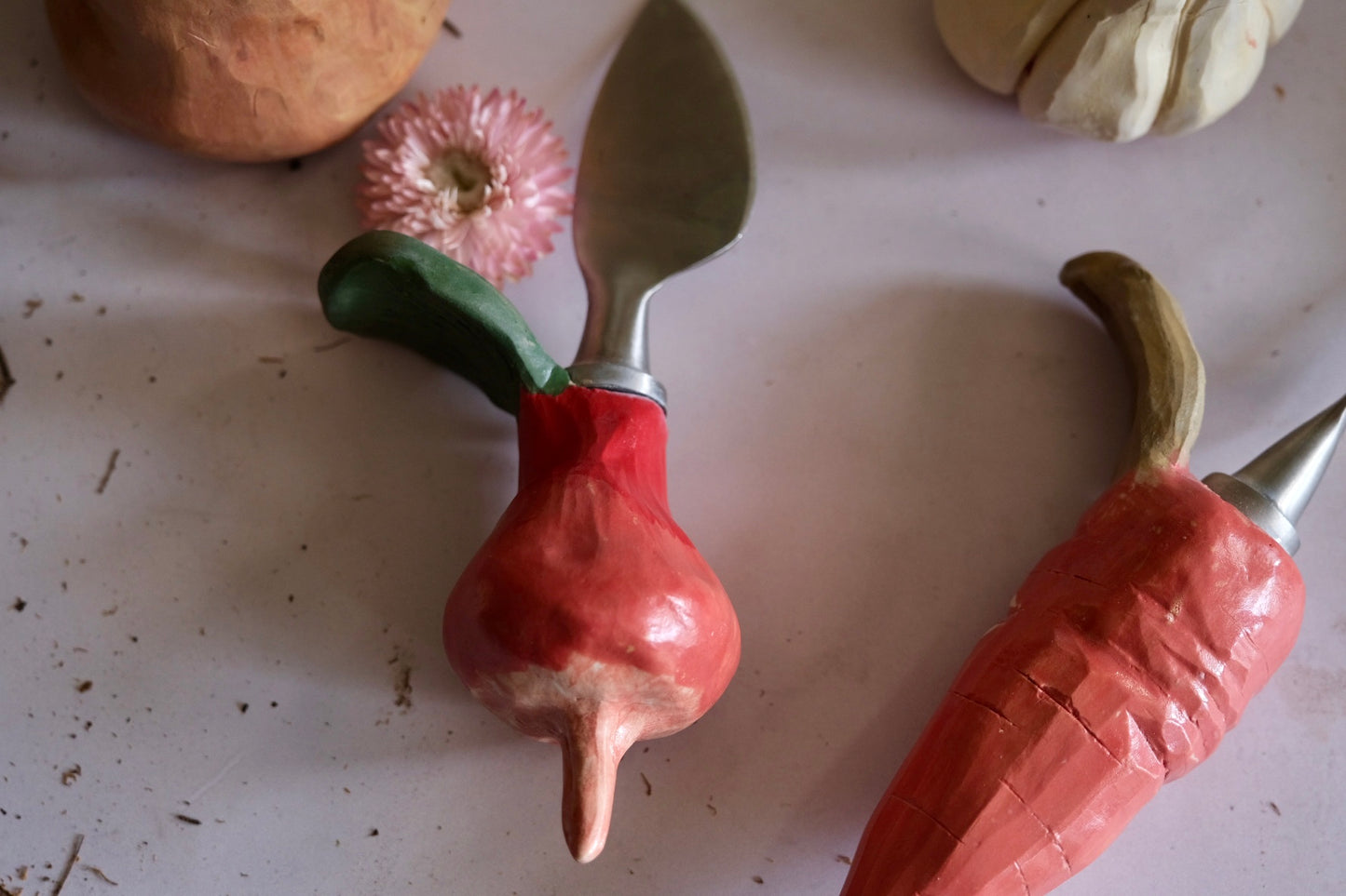 Garden bounty cheese knives