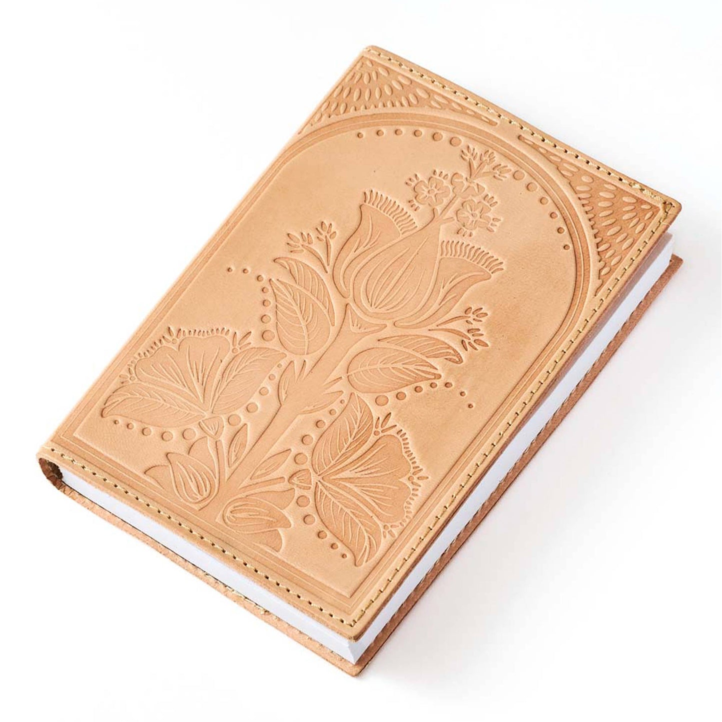 Embossed Leather Floral 5x7 Journal - Refillable Notebook