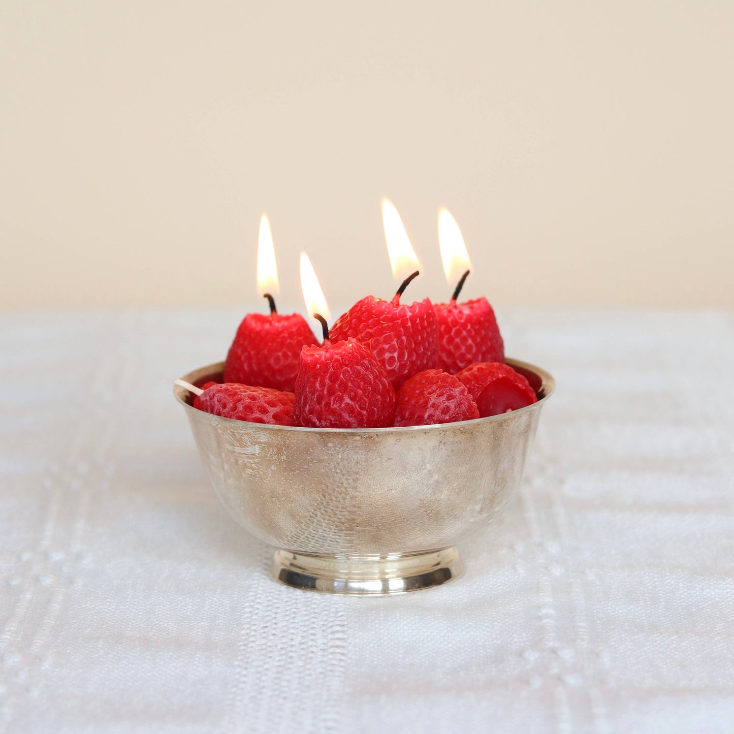 Strawberry Beeswax Birthday Candles