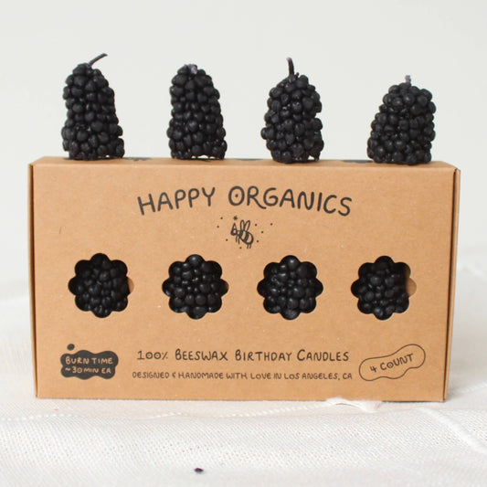 Blackberry Beeswax Birthday Candles - 4 count 