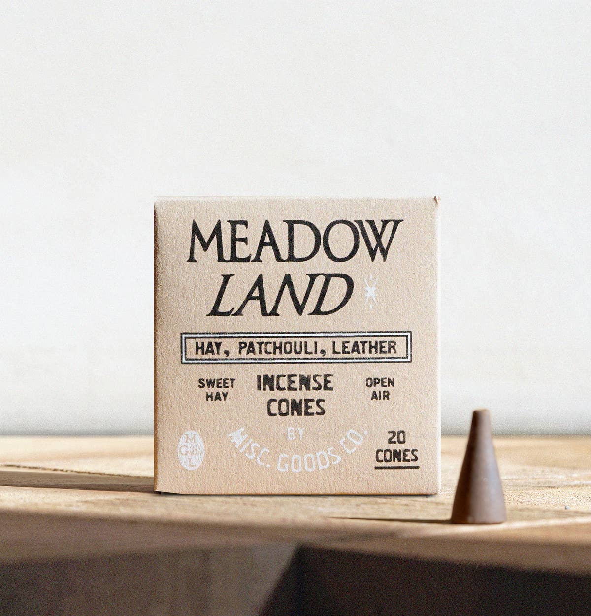 Meadowland Incense Cones – Grass, Cedar & Patchouli | Clean Burning, 20-Pack