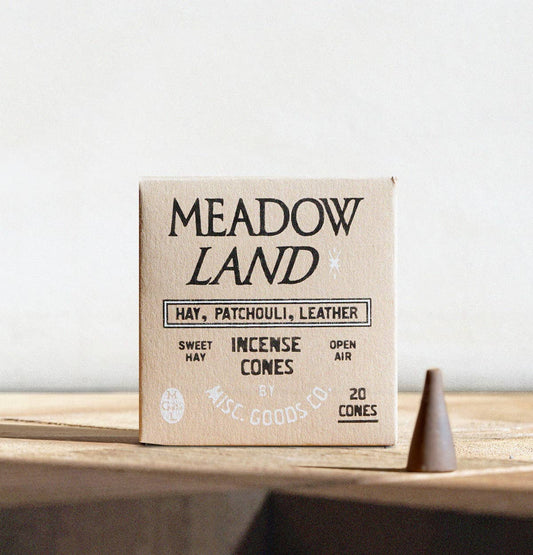 Meadowland Incense Cones – Grass, Cedar & Patchouli | Clean Burning, 20-Pack
