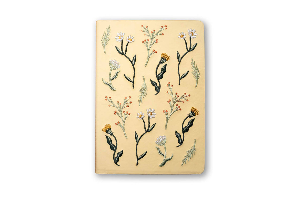 Butter Yellow Blooms Embroidered Journal Notebook AHBC2329L