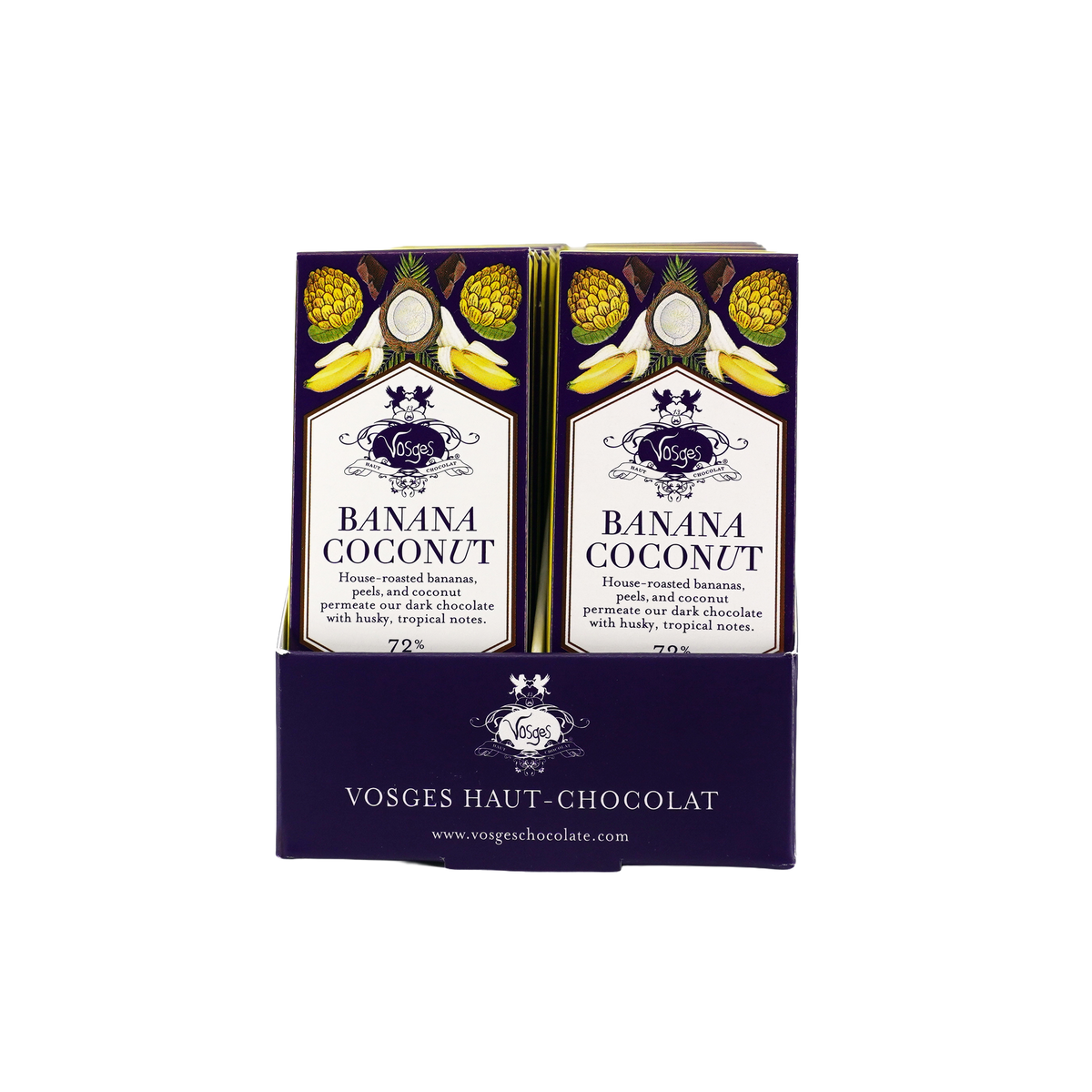 Mini Dark Chocolate Banana & Coconut Bar: 72% Cacao, 24 Pcs