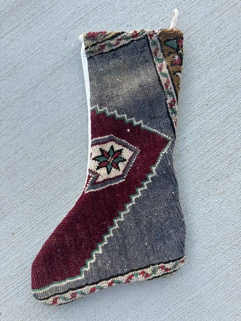 Turkish Vintage Rug Holiday Stocking (55)
