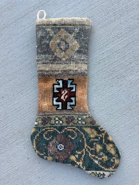 Turkish Vintage Rug Holiday Stocking (6)