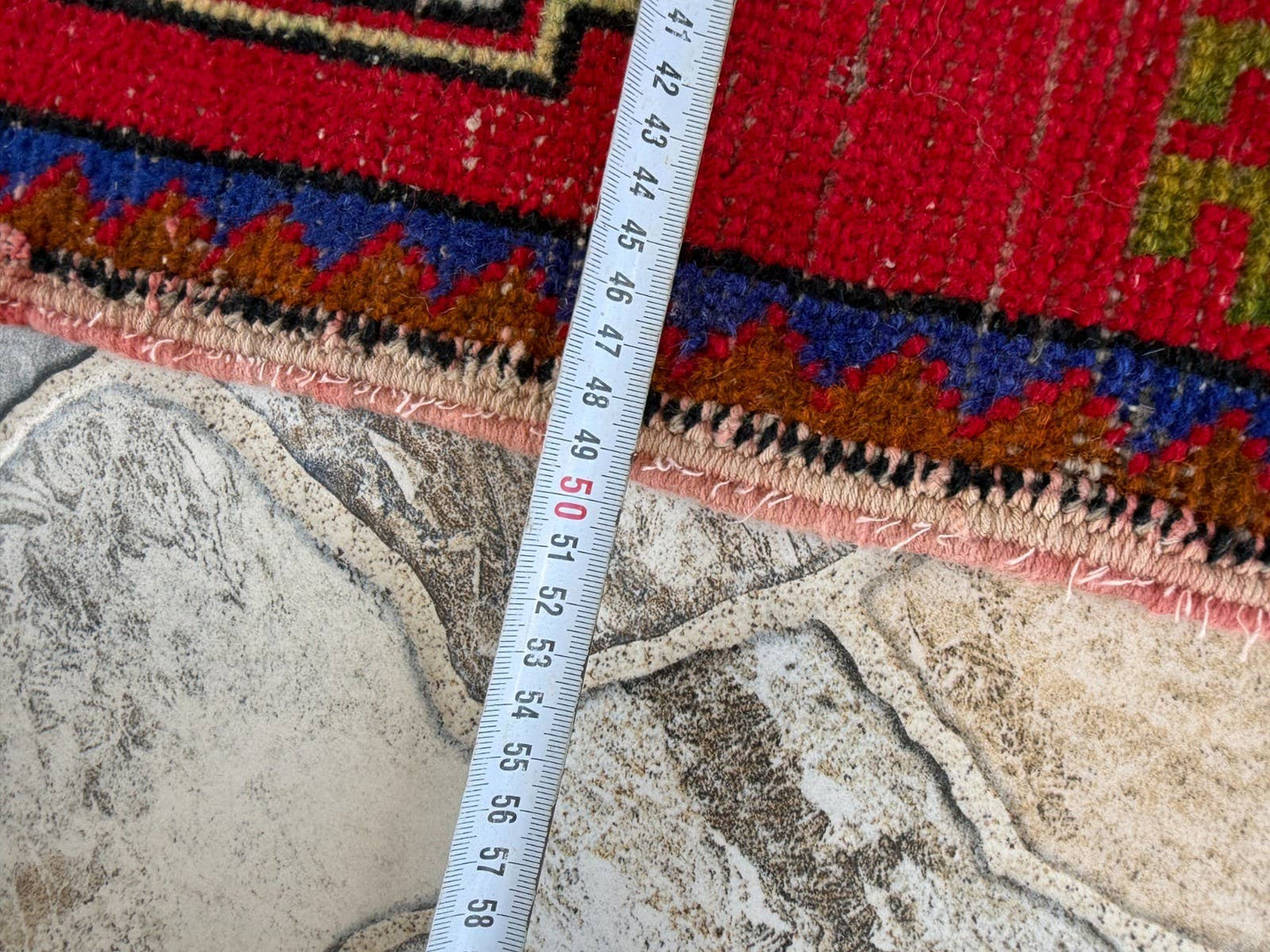 Hand-Knotted Rug - Vintage Wool Tribal Red 1.6x3
