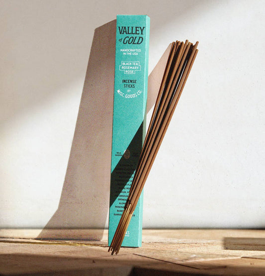 Valley of Gold Incense Sticks – Wildflowers, Rose & Rosemary | Slow Burning, 20-Pack