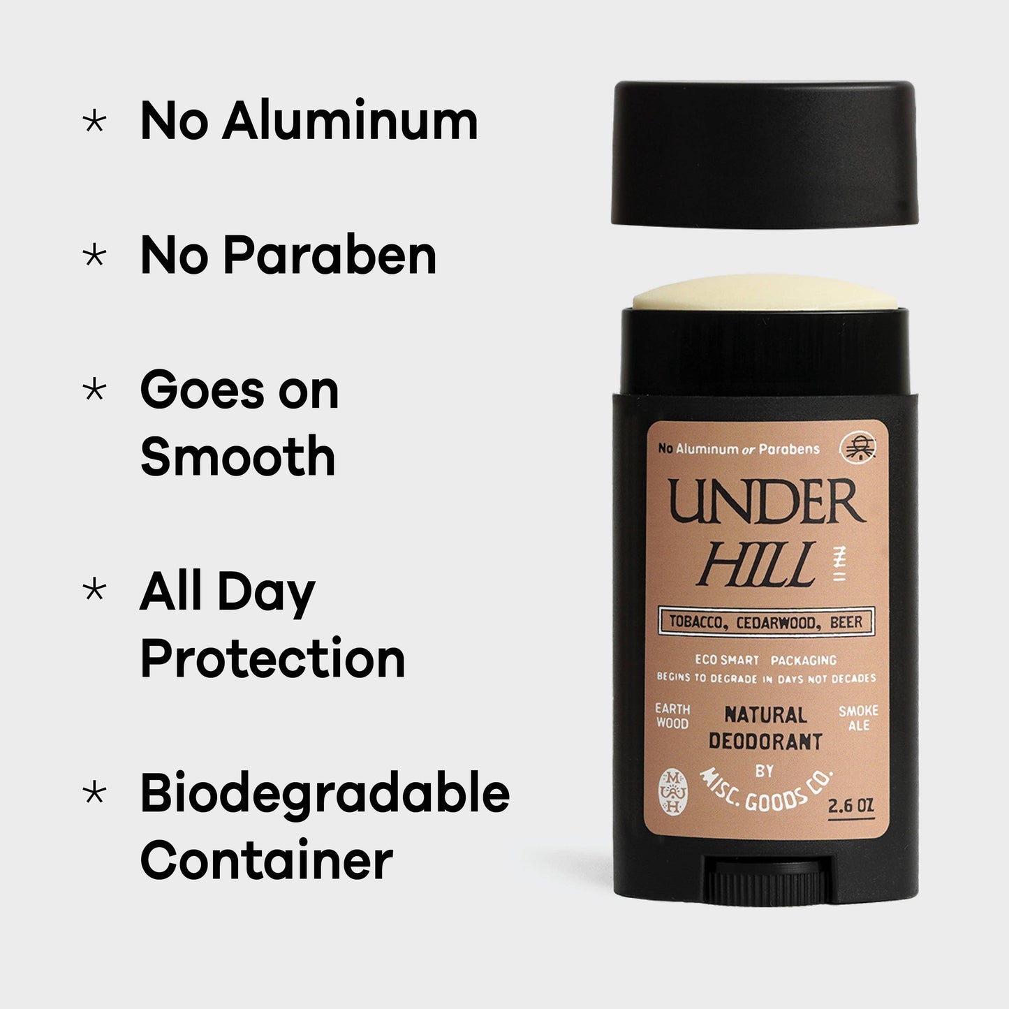 Underhill Natural Deodorant – Tobacco, Cedar & Ale | Aluminum-Free, 2.65oz