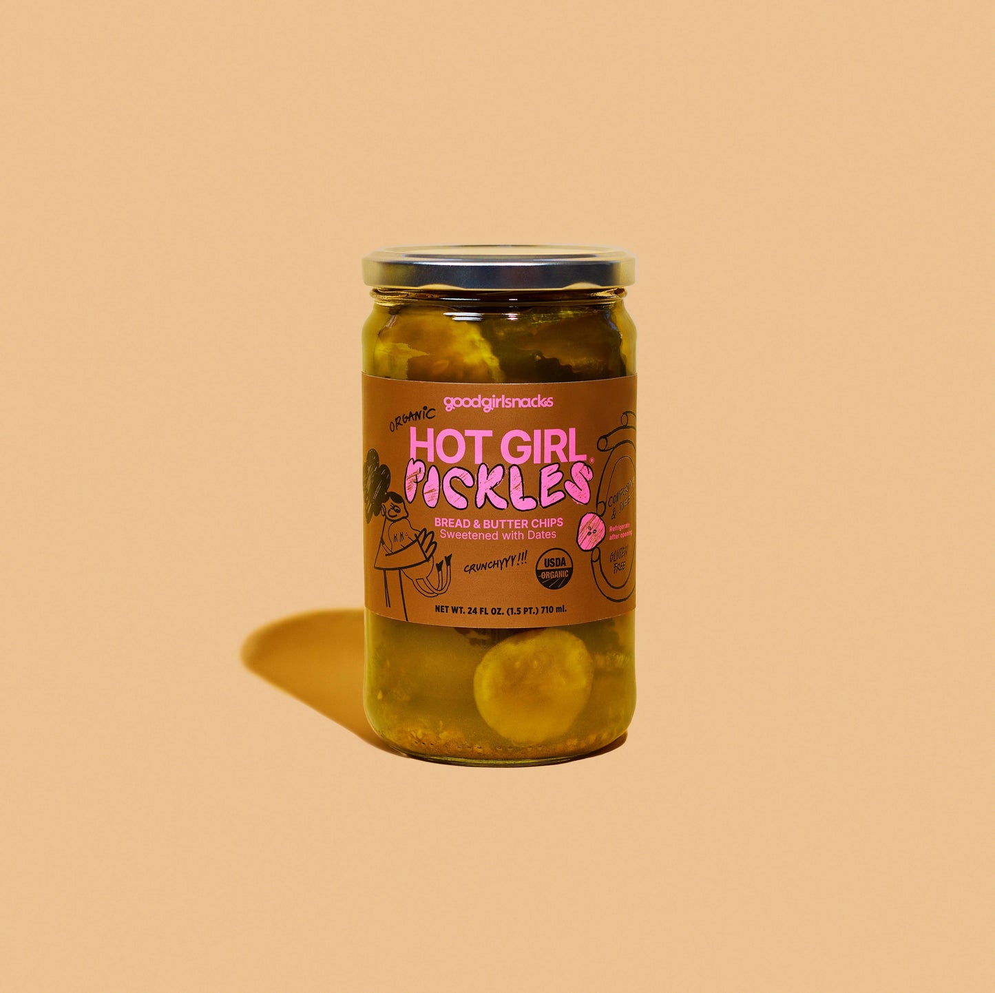 HOT GIRL PICKLES Bread & Butter Chips (6 x 24oz jars)