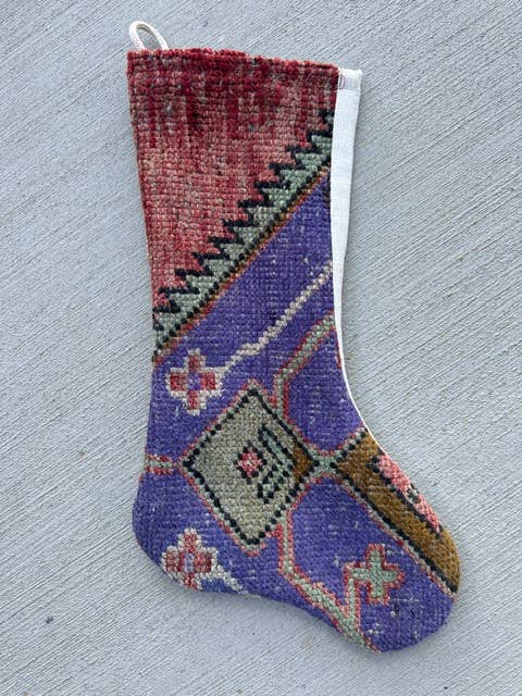 Turkish Vintage Rug Holiday Stocking (20)
