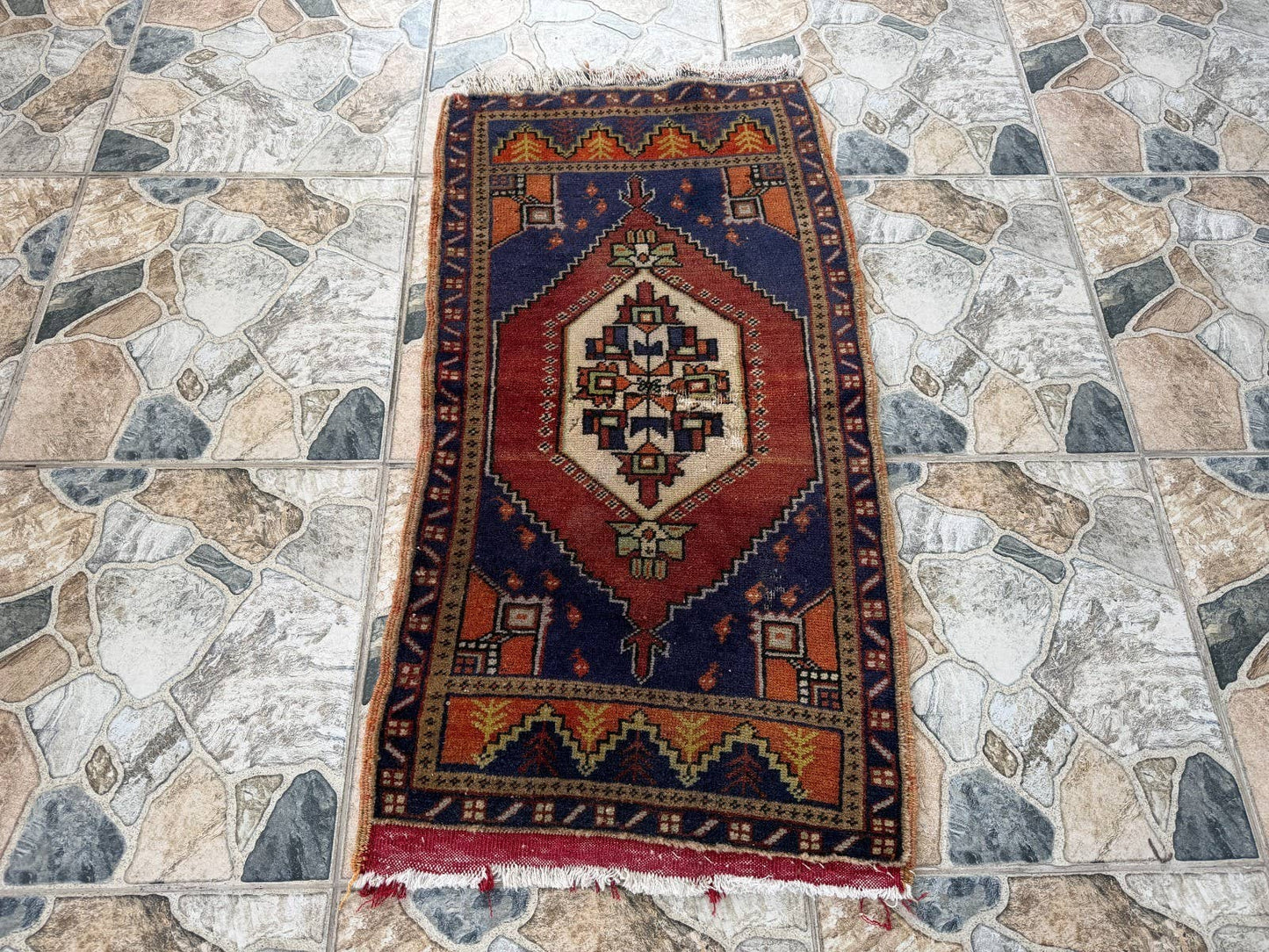Vintage Turkish Wool Rug - Anatolian Tribal Small