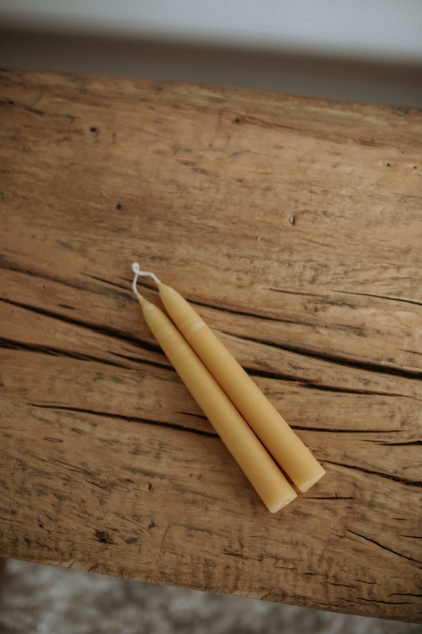 10” Natural Beeswax Hand-Dipped Taper Candles (Pair)