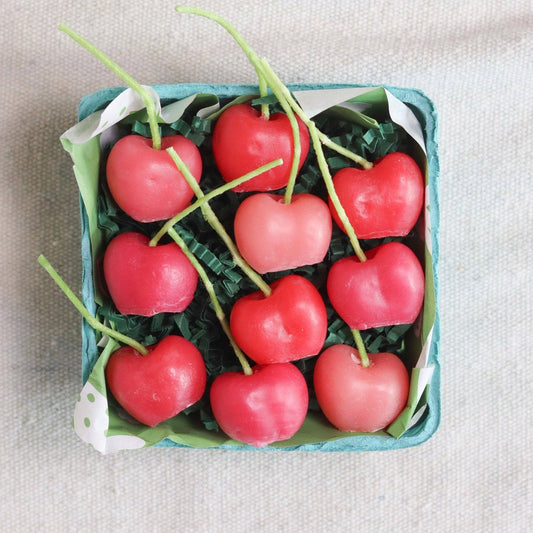 Pink Cherry Birthday Beeswax Candles