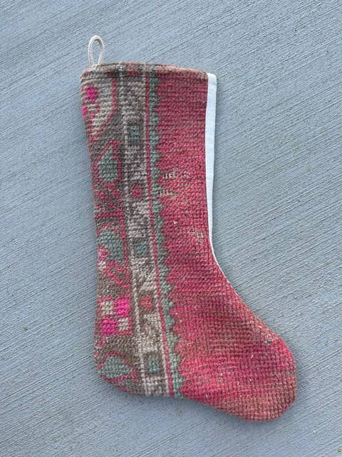 Turkish Vintage Rug Holiday Stocking (30)