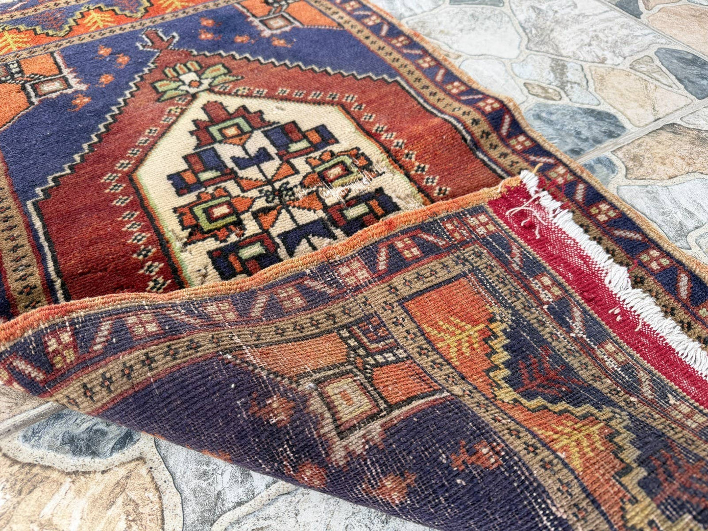 Vintage Turkish Wool Rug - Anatolian Tribal Small