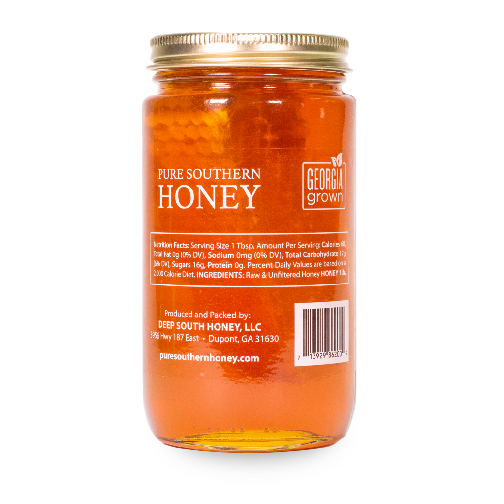 Honey With Comb 1 Lb Raw, Unfiltered, Unheated