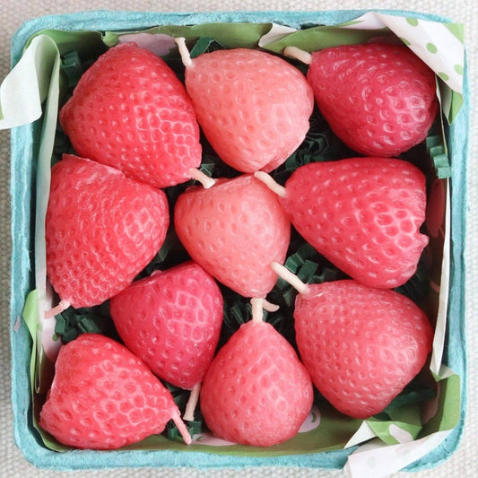 Pink Strawberry Birthday Beeswax Candles