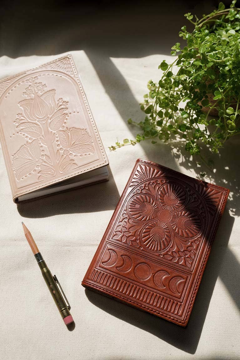 Embossed Leather Floral 5x7 Journal - Refillable Notebook