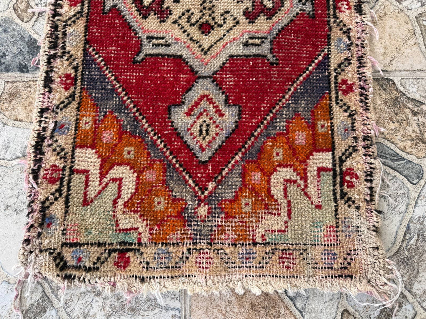Vintage Turkish Rug - Distressed Wool - 2x3 Feet