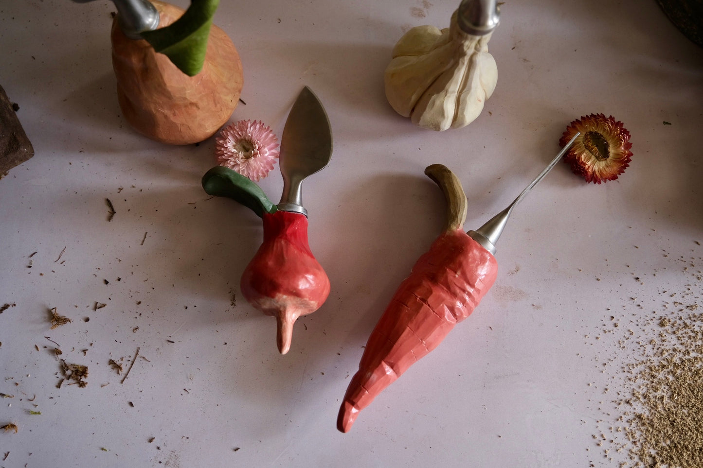 Garden bounty cheese knives