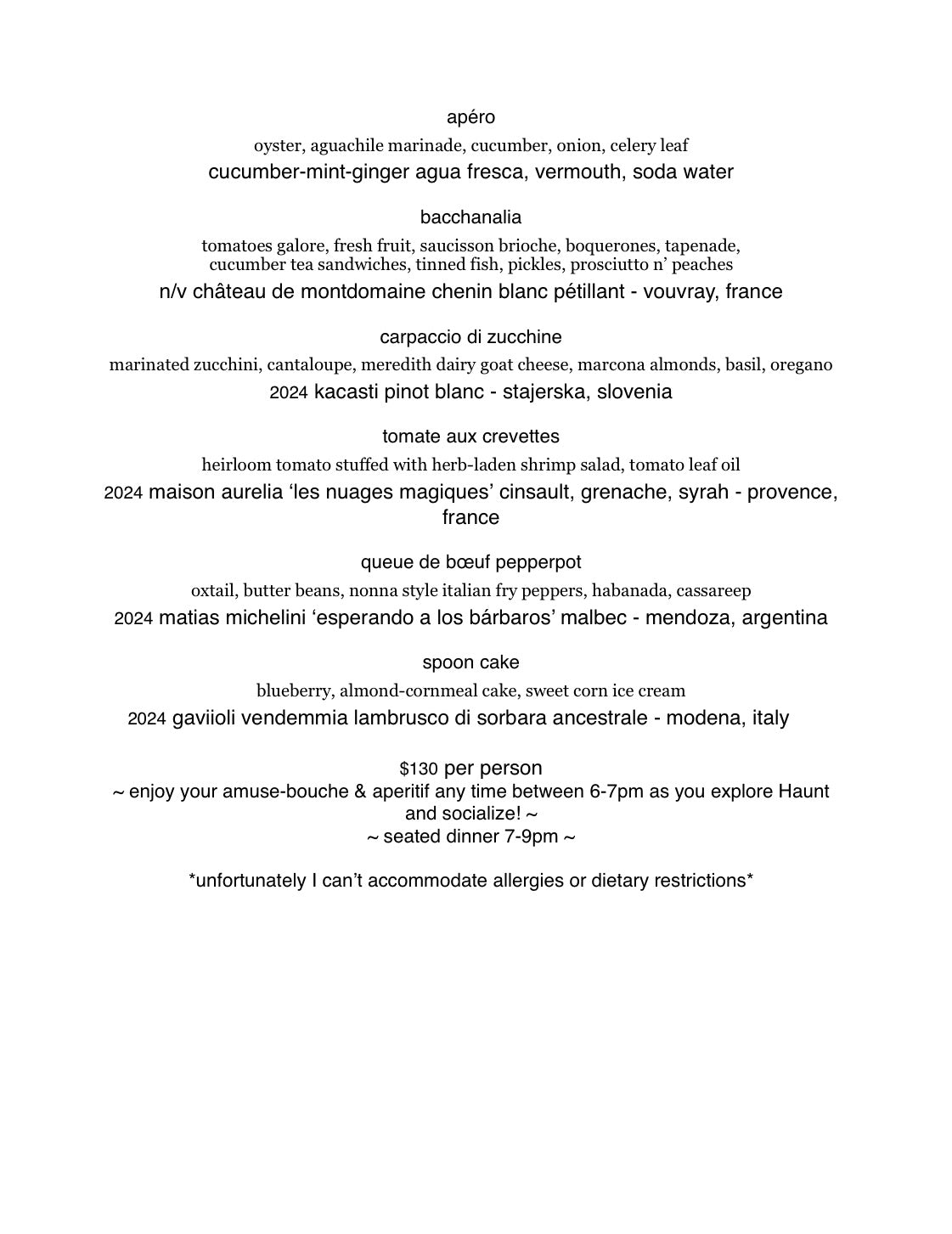 Shannon Mcsorley harvest dinner 8/21