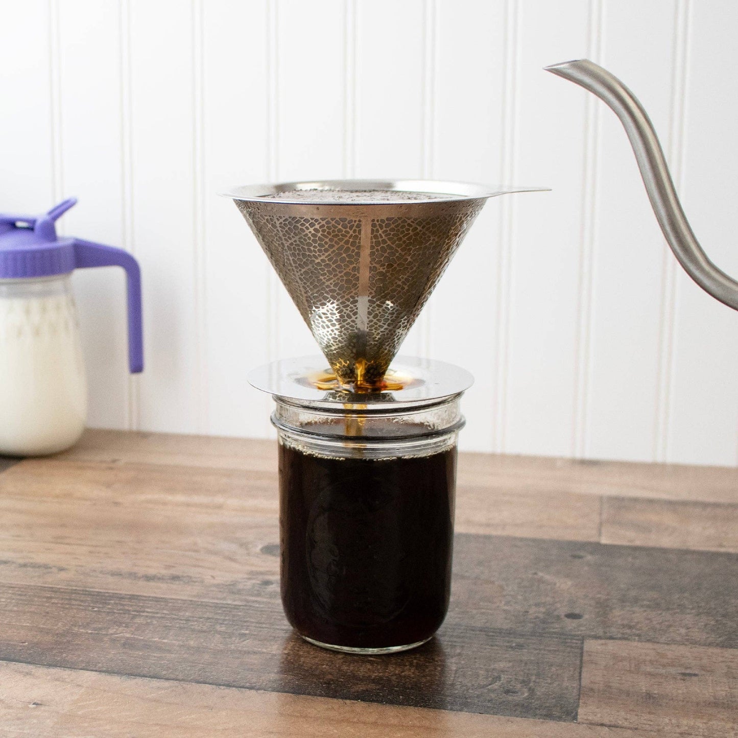 Stainless Steel Pour Over Drip Coffee Filter for Mason Jars