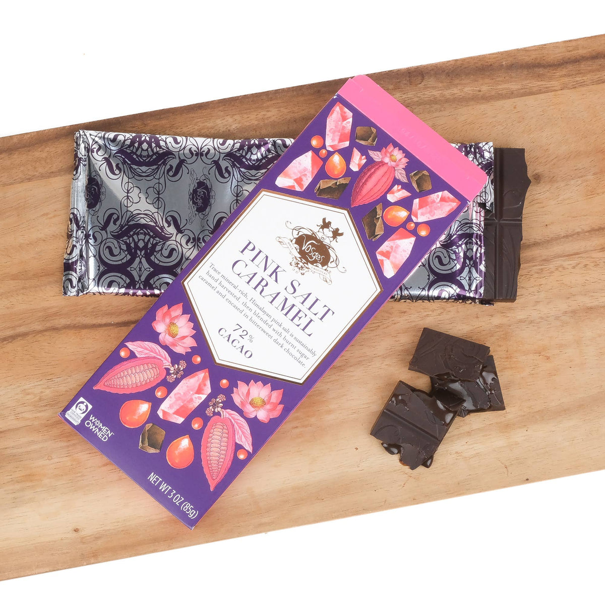 Dark Chocolate  Himalayan Pink Salt & Caramel: 72% Cacao