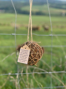 Alpaca-Fleece Filled Bird Nest Starter Grapevine Ball
