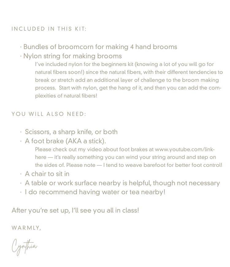 Broom Making Kit: Handbrooms!