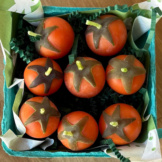 Orange Cherry Tomato Beeswax Birthday Candles 8-count