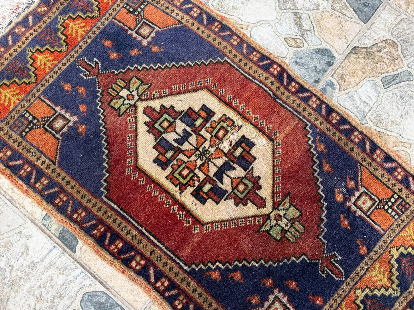 Vintage Turkish Wool Rug - Anatolian Tribal Small