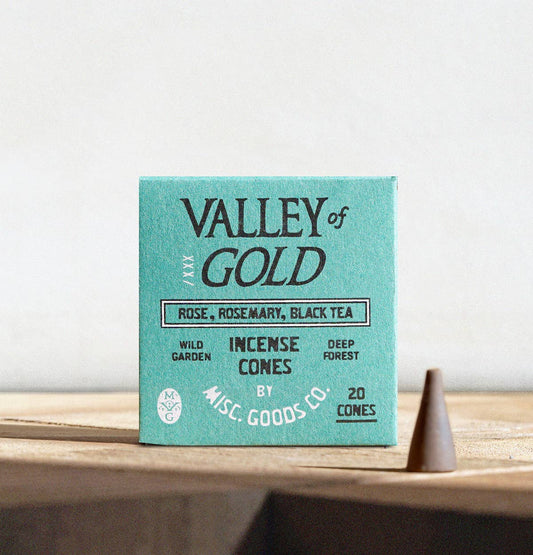 Valley of Gold Incense Cones – Wildflowers, Rose & Rosemary | Clean Burning, 20-Pack
