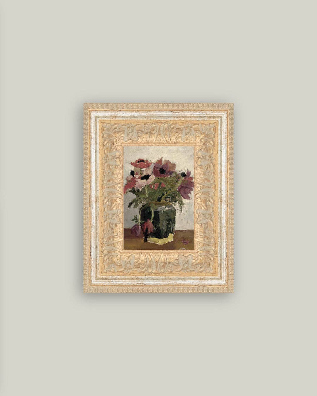 Mauve Floral Framed Antique Art