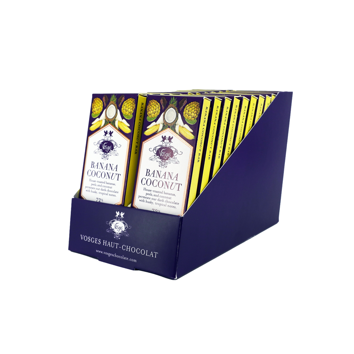 Mini Dark Chocolate Banana & Coconut Bar: 72% Cacao, 24 Pcs