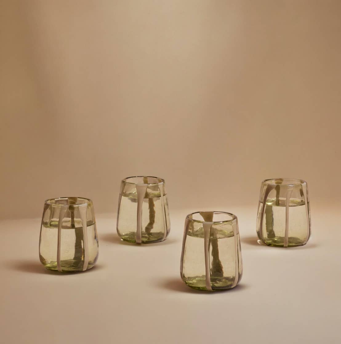 Olivia Short Green Olive Glass (Set of 4)