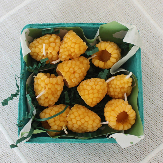 Golden Raspberry Beeswax Birthday Candles