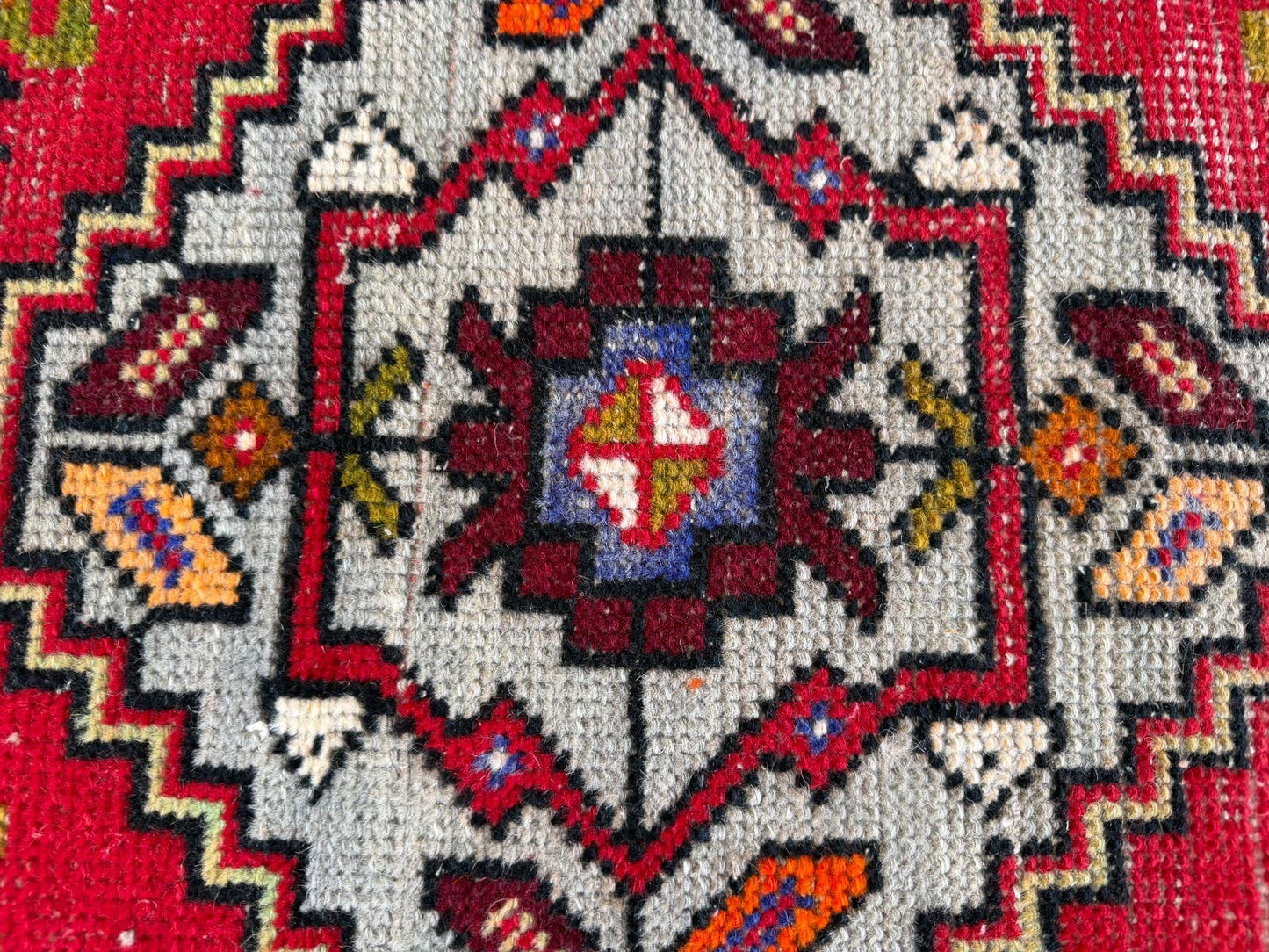 Hand-Knotted Rug - Vintage Wool Tribal Red 1.6x3