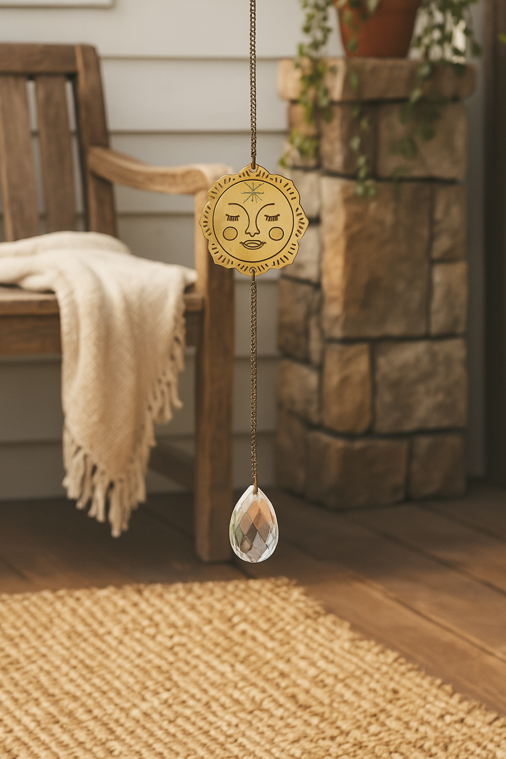 Surya Mini Sun Engraved Brass Suncatcher